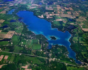 An aerial view of Gull Lake.